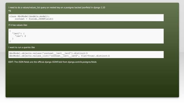 Postgres: values query on json key with django смотреть онлайн