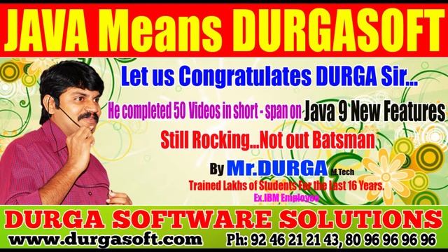 Let us Congratulates DURGA Sir...He Completed 50 Videos in short - span on Java 9 New Features смотреть онлайн
