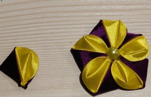 Двойной Вывернутый Круглый Лепесток канзаши. МК для начинающих!