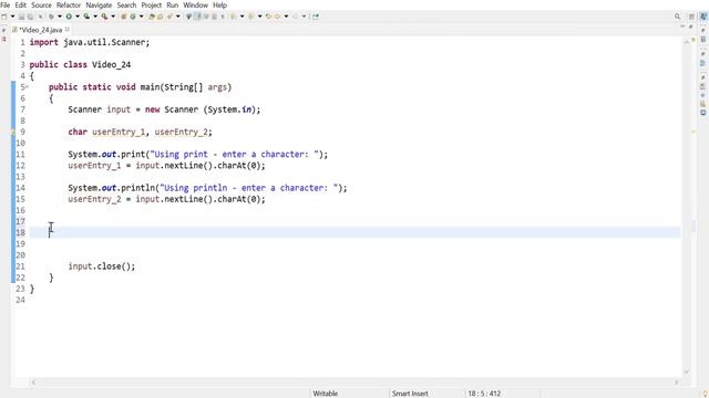 Java 24: println vs print and using char datatypes смотреть онлайн