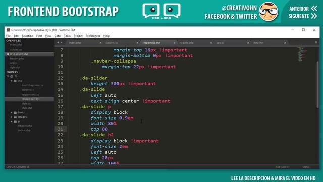 Frontend con Bootstrap 3.x: 13 - Home "Finalizando el Slider" смотреть онлайн