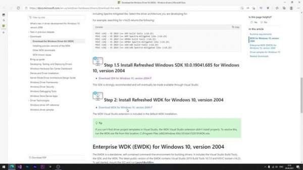 Как установить Windows Driver Kit в Visual Studio