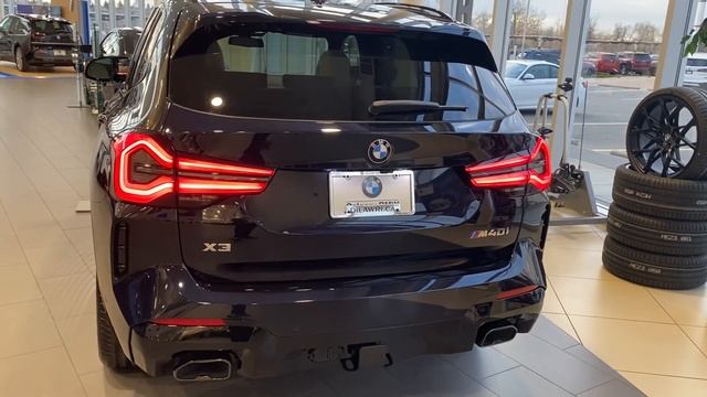 2022 BMW X3 M40i LCI Carbon Black with Oyster Vernasca Lthr смотреть онлайн