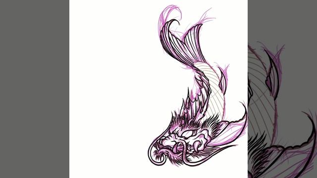 Procreate Hanya Mask and Dragon Head Koi tattoo design - Timelapse смотреть онлайн