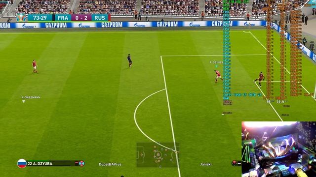 Тест Intel Xeon E5 2670 V3 + RX470 4Gb + HUANANZHI GAMING 8M F. Стрим через CPU. С Vsync. PES21.