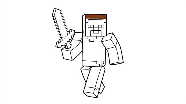 How to Draw Minecraft Steve with Sword Step by Step Drawing Tutorial (Slow Version) смотреть онлайн