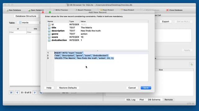 Inserting records - DB Browser for SQLite - part 4 смотреть онлайн