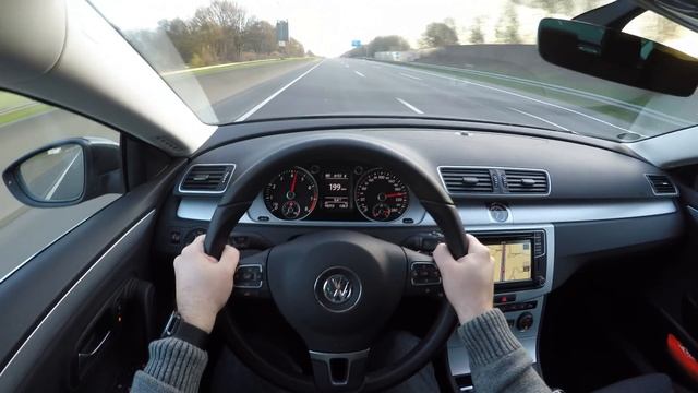 VW CC 1.4 TSI (2016) - POV On German Autobahn - Top Speed Drive