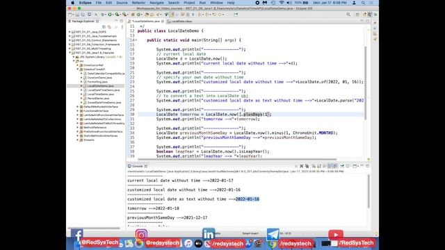 # 192 Java LocalDate | LocalDate | Java Date Time API | Java 8 Date Time API | java 8 | RedSysTech смотреть онлайн