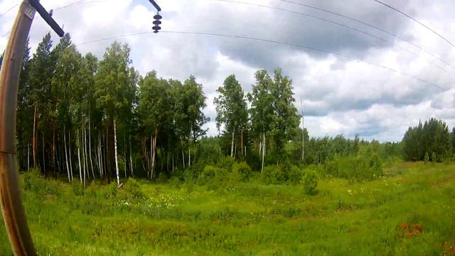 Вид из окна поезда - Природа Иркуской области (близ ст.Акульшет, Тайшетский р-н., Иркутская обл.) смотреть онлайн