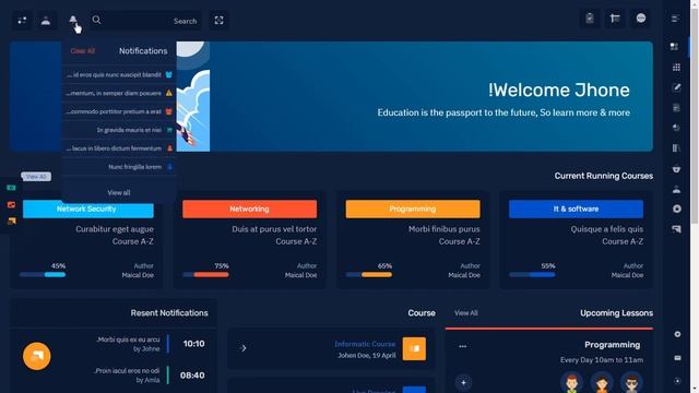 Education Dashboard Bootstrap Admin Template with RTL Mini Sidebar Dark RTL Theme смотреть онлайн