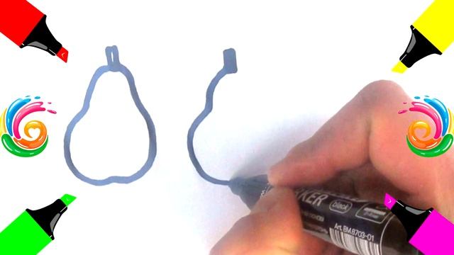 How To Draw Pear coloring for Kids and Toddlers | Drawing fruit смотреть онлайн
