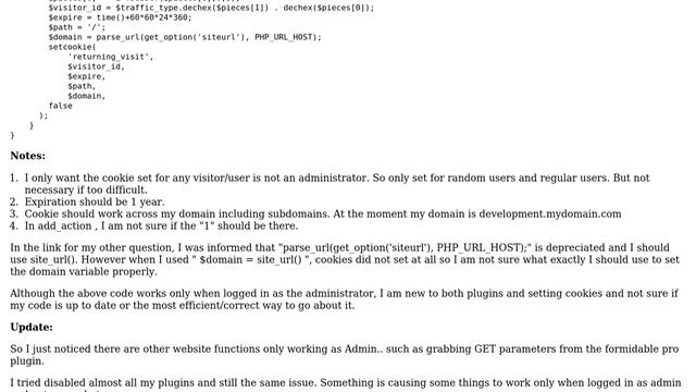 Why is PHP Cookie via plugin only set when logged in as Admin and not regular users? and other... смотреть онлайн