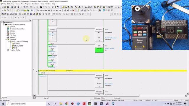Omron CP1H "Modbus RTU" DELTA MS300 VFD смотреть онлайн