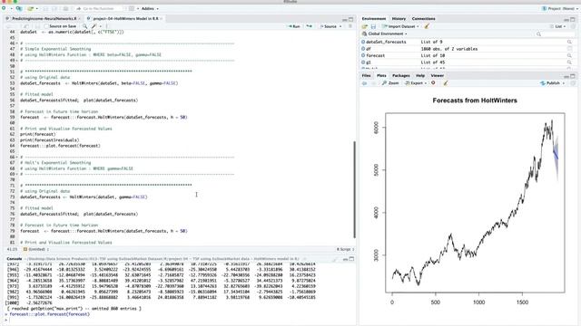 Stock Market Forecasting in R - HoltWinters model using EuStockMarket dataset смотреть онлайн