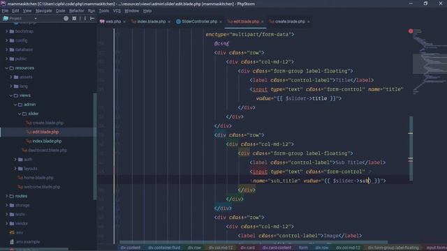 Simple Restaurant Management (Mamma's Kitchen) In Laravel 5.6 Part:06 Edit Slider