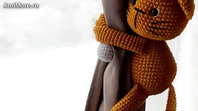 Амигуруми: схема Котик - держатель штор. Игрушки вязаные крючком - Free crochet patterns. смотреть онлайн