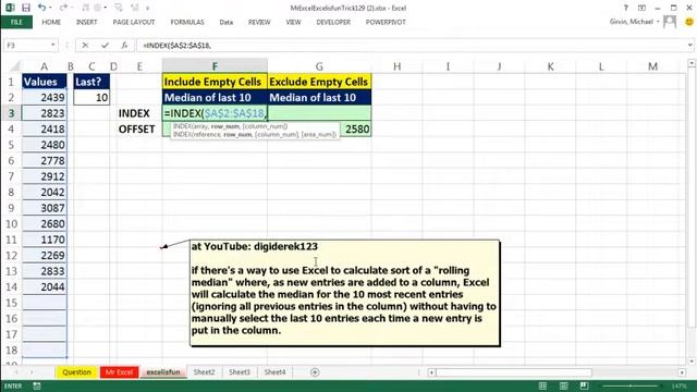 Excel - How to Calculate the Median of Last 10 Records in Excel - Excel - Episode 1735 смотреть онлайн