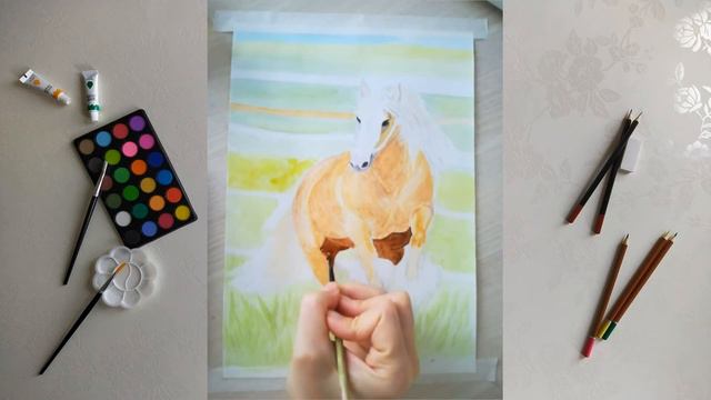 Уроки рисования акварелью! Как нарисовать акварелью лошадь смотреть онлайн