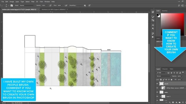 Landscape Design Section and Plan Rendering in Sketchup and Photoshop смотреть онлайн