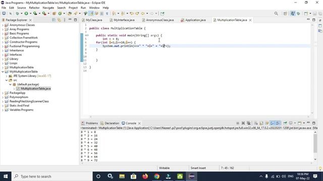 Multiplication Table In Java смотреть онлайн