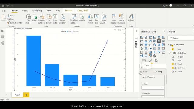 Create a chart with two y axes in Power BI смотреть онлайн