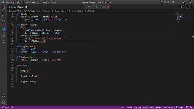 Let's code a connect 4 game with python part 1 смотреть онлайн