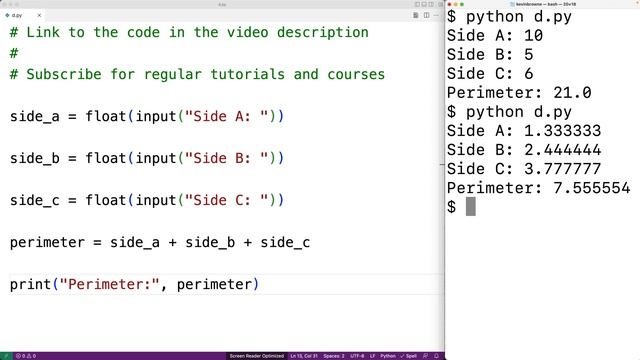 Perimeter Of A Triangle | Python Example смотреть онлайн