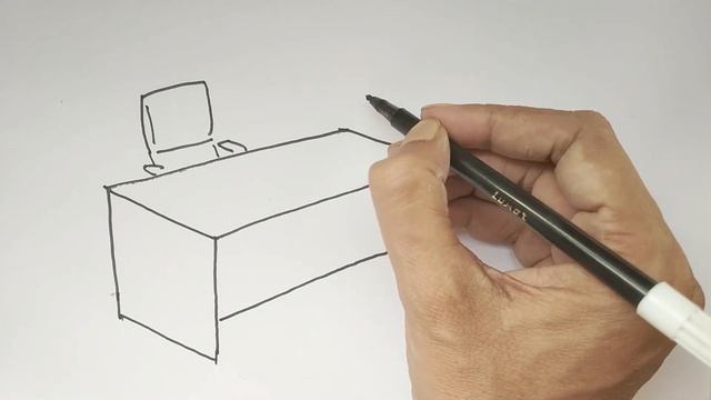 How to draw a office table / workstation in 3d perspective easy step by step pencil sketch drawing смотреть онлайн