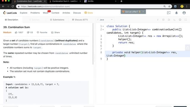 LeetCode 39. Combination Sum Explanation and Solution смотреть онлайн