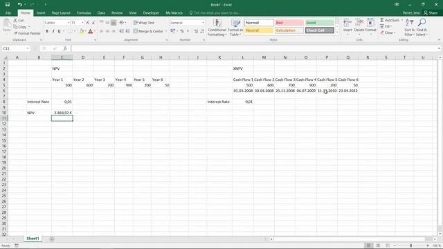 Excel - Net Present Value of cash flows using NPV and XNPV смотреть онлайн