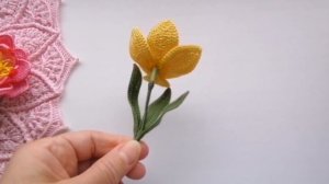 Нарцисс. Вязаный нарцисс. Вязаный цветок крючком.