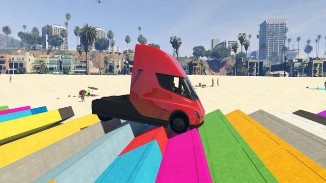 Tesla Cyber truck vs Tesla X vs Tesla Semi Truck in GTA 5 - which is best? смотреть онлайн