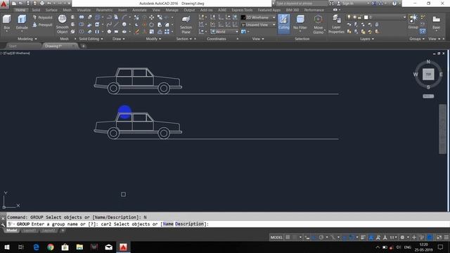 Motion of 2D Car in AutoCad. смотреть онлайн