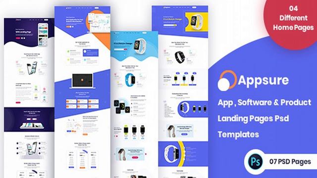 AppSure : App, Software, Product Landing Page PSD | Themeforest Website Templates and Themes смотреть онлайн