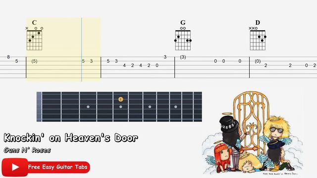 Knocking on a Heavens Door - Free Easy Guitar Tab смотреть онлайн