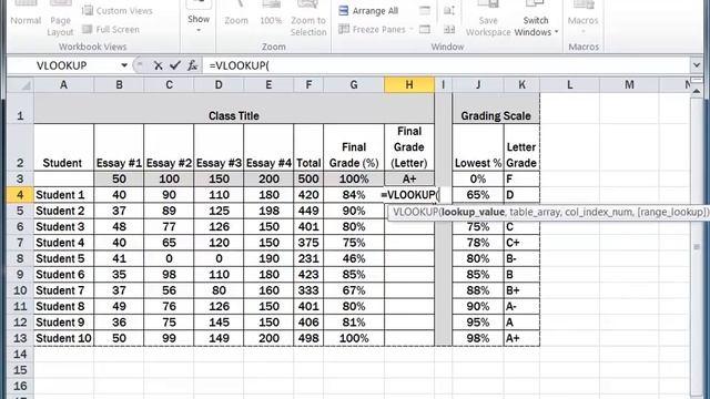 How to Convert Grades Using the VLOOKUP Function in Excel 2010 смотреть онлайн