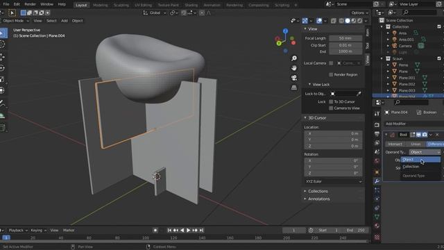 Screen Recording of Boolean Tool in Blender смотреть онлайн