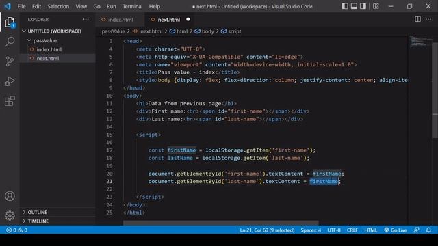 Pass a Variable Value from One HTML Page to Another смотреть онлайн