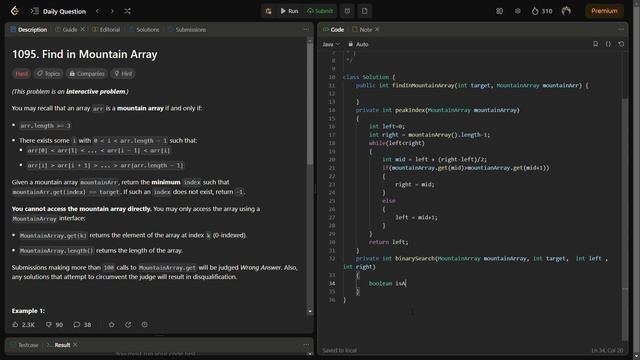 Find in Mountain Array - Java - Binary Search - 1095 LeetCode hard in 15 mins - Explained смотреть онлайн