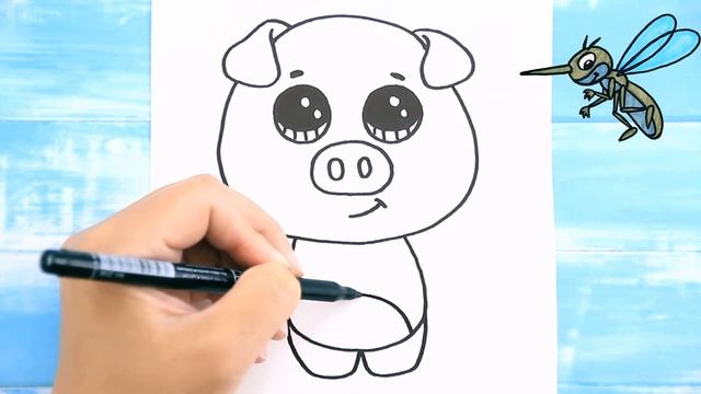 Как легко нарисовать поросенка ПОРОСЕНКА / Рисунок раскраска для детей / Раскрась Ка смотреть онлайн