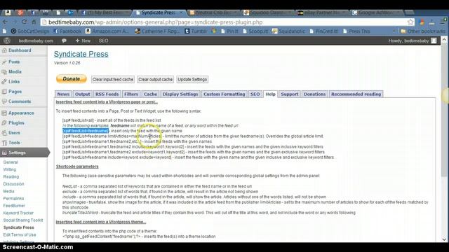 SyndicatePress RSS Feed In WP Post