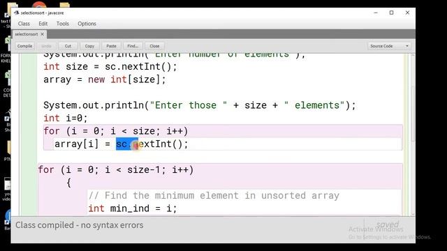 Selection Sort Java program смотреть онлайн