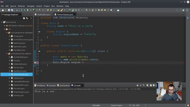 JAVA BEGINNERS 18 - INNER CLASS EXAMPLES смотреть онлайн