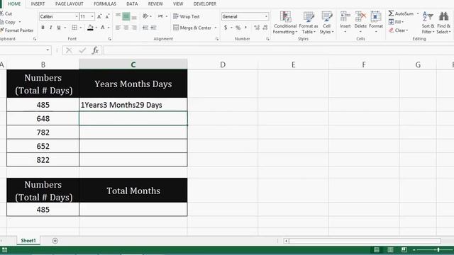 How to Convert Days into Years Months and Days in Excel 2013 смотреть онлайн