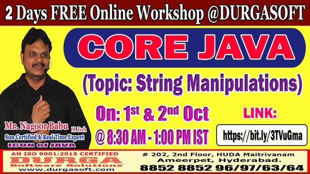 CORE JAVA (FREE Workshop) Online Training @ DURGASOFT смотреть онлайн