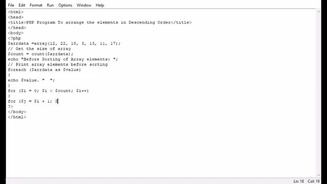 PHP Program To arrange the elements in Descending Order смотреть онлайн