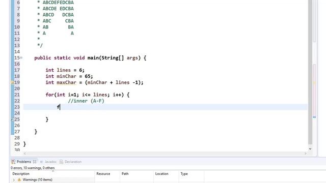 Java code for Printing Character Pattern смотреть онлайн