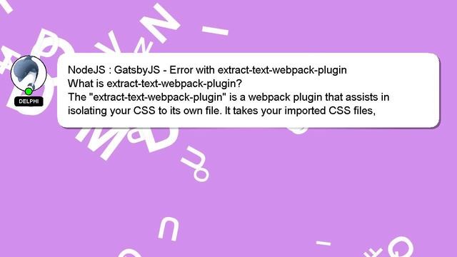 NodeJS : GatsbyJS - Error with extract-text-webpack-plugin смотреть онлайн