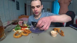 МУКБАНГ BLACK БУРГЕР / BURGER / ЭКЛЕРЫ С ЛОСОСЕМ, С КРЕВЕТКАМИ / БЛИНЫ / EATING / Mukbang ASMR АСМР